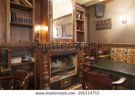 Fireplace in Irish pub