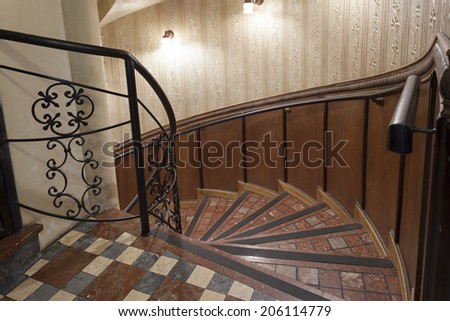 Spiral tiled stairs