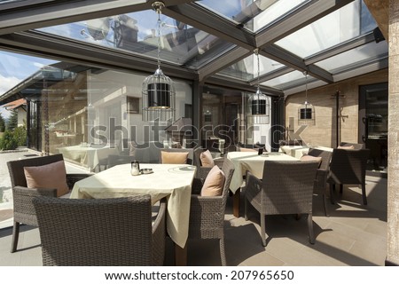 Glazed restaurant terrace