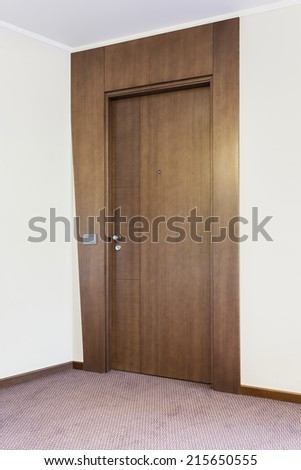 Wooden door with modern door frame