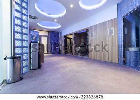 Luxury spa center interior - colorful ambient lights