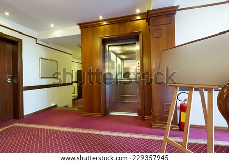 Interior of a corridor with passenger lift
