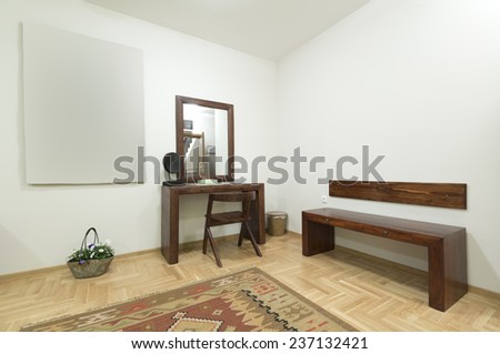 Living room interior with vanity table