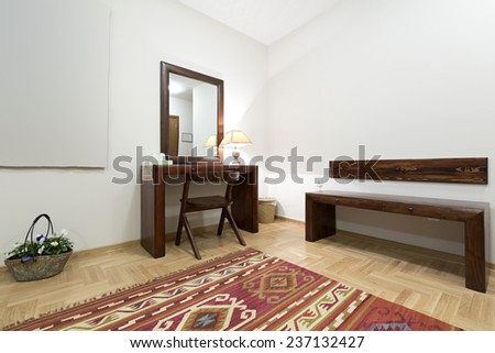 Living room interior with vanity table