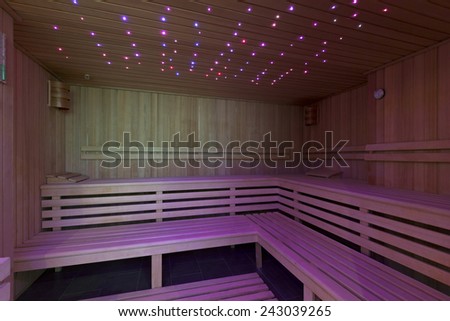Relaxing atmosphere in sauna