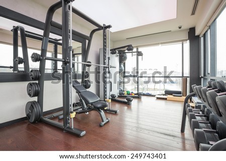 Modern gym interior with equipment