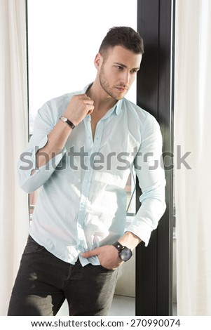 Handsome young male model posing