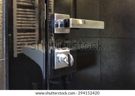 Electronic door knob on black door