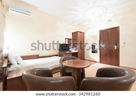 Interior of a hotel apartment in the evening