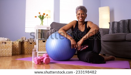 African grandmother happy after working out