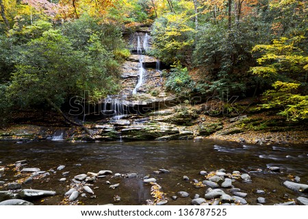 Tom Branch Falls in the Fall in the Deep Creek Area North Carolina
