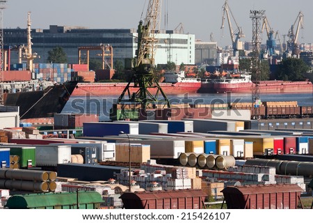 Container terminal at sea trading port