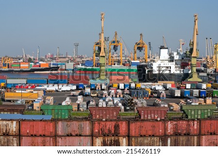 Container terminal at sea trading port