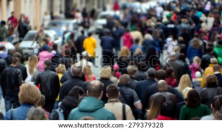 Crowd of people at the street, city center