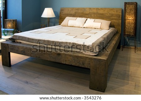 Bedroom with old-style wooden bed