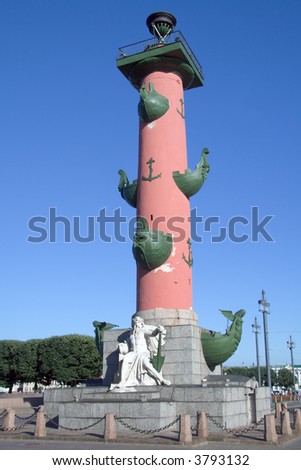 The Rostral column in St.Petersburg, Russia: the monument in the honor of sea victories