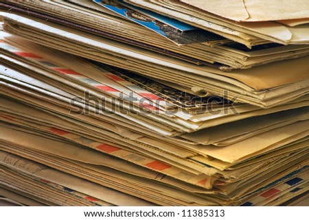 A bulk of old  letters and junk mail
