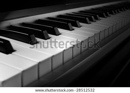 Piano MIDI interface keyboard - closeup view (detail)