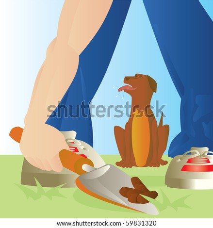 stock vector : Picking up Dog