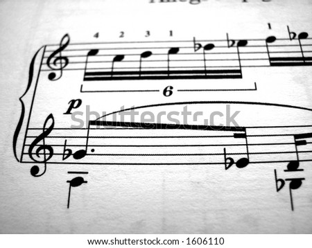 Music sheet in black and white.