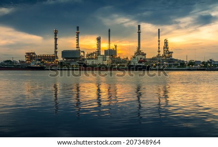 oil refinery industry plant at sunrise morning