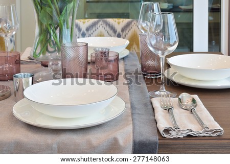 Elegance dining set  on wooden table