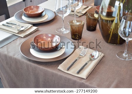 Close up modern classic dining set o wooden dining table