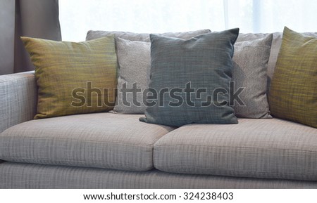 colorful decorative pillow on a casual sofa in the living room