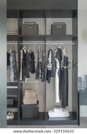 Dark color set up wardrobe for lady