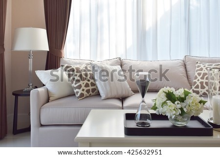 modern living room design with sofa and lamp