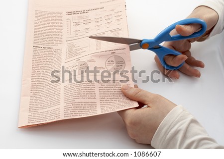 stock photo : Scissors cutting paper