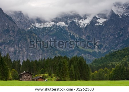 View to the Totes Gebirge Mountains from to Almsee, Almtal valley, Austria
