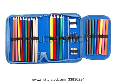 Clipart Pencil Case. blue pencil case isolated