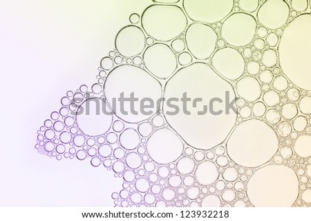 Macro close up of colorful soap bubbles