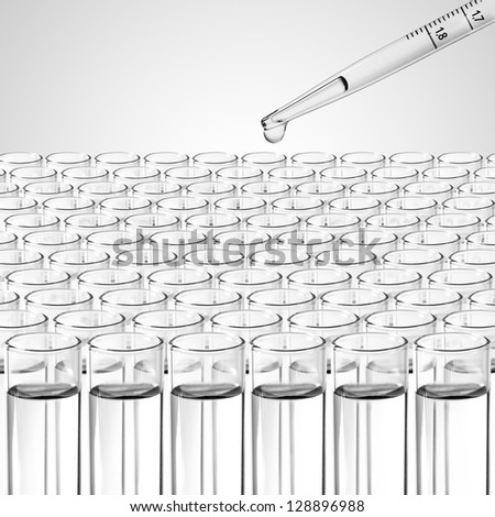 Liquid drop from laboratory glass Pipette  to test tube