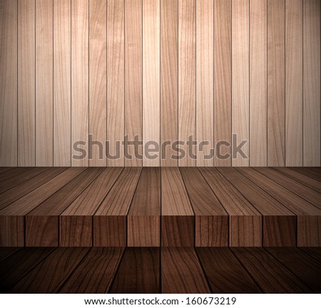 Vintage Interior with Wood Paneled Wall and Wood Floor
