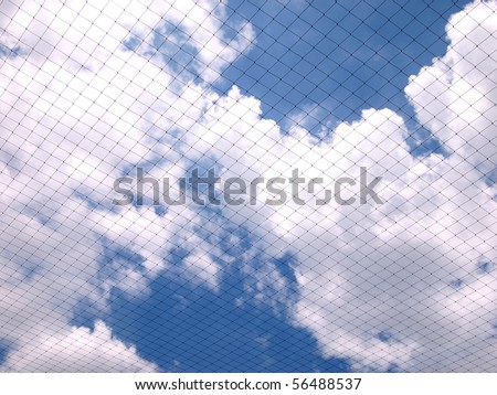 Blue sky behind net