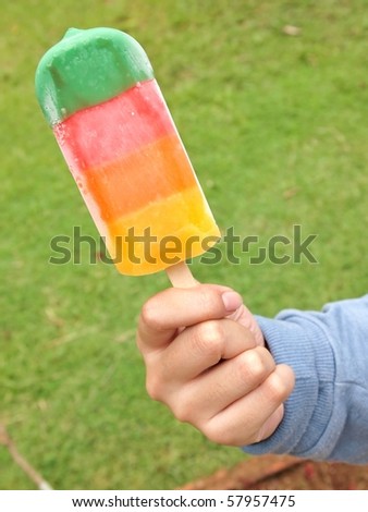 Stripy colorful ice lolly