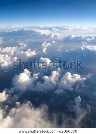 Scenic viewpoint from above clouds in the sky