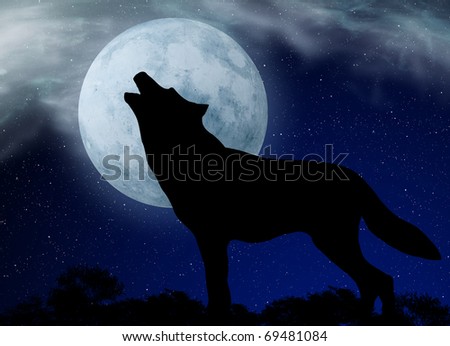 Wolf Howling Under The Full Moon Stock Photo 69481084 : Shutterstock