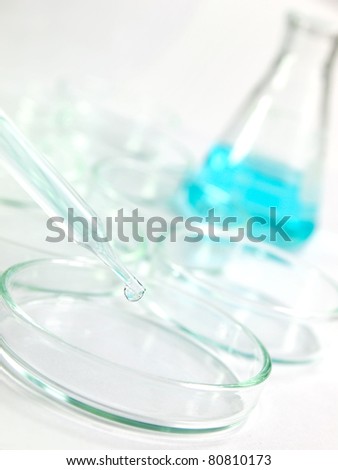 Science and medical glassware and test plare, Chemical laboratory test plate