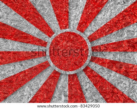 Japan flag aluminum foil texture background