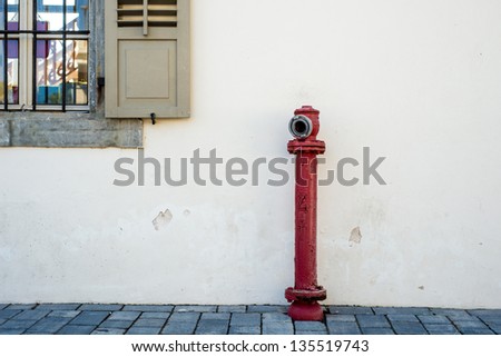 Old window and hydrant, \