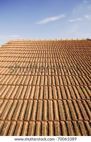 Wide shot of roofing tile