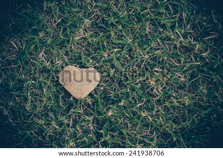stones in shape of heart, on  Vintage grass background