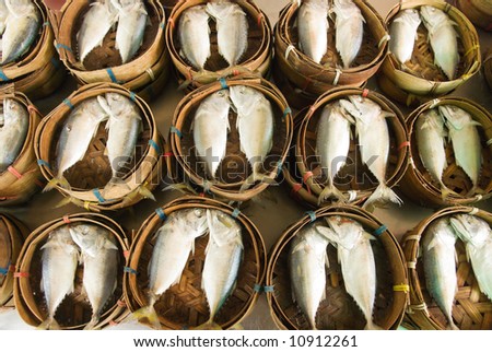 steamed fish at market