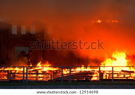 building burning down