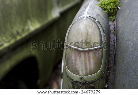 Rear light on a vintage car wreck