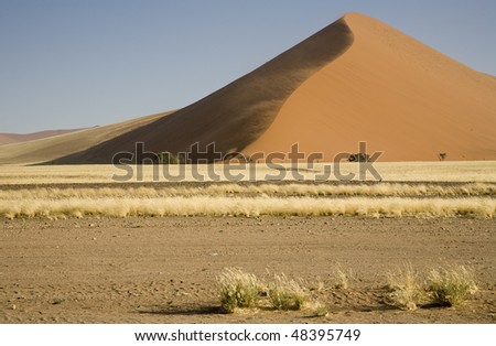 Strong wind is shaping a big dune, Namib Desert, Namib-Naukluft National Park, Republic of Namibia, Southern Africa