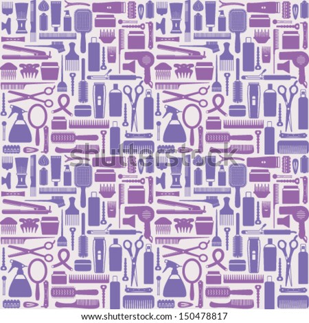 Hair styling related vector seamless pattern background 5 Hair styling related vector seamless pattern background 5